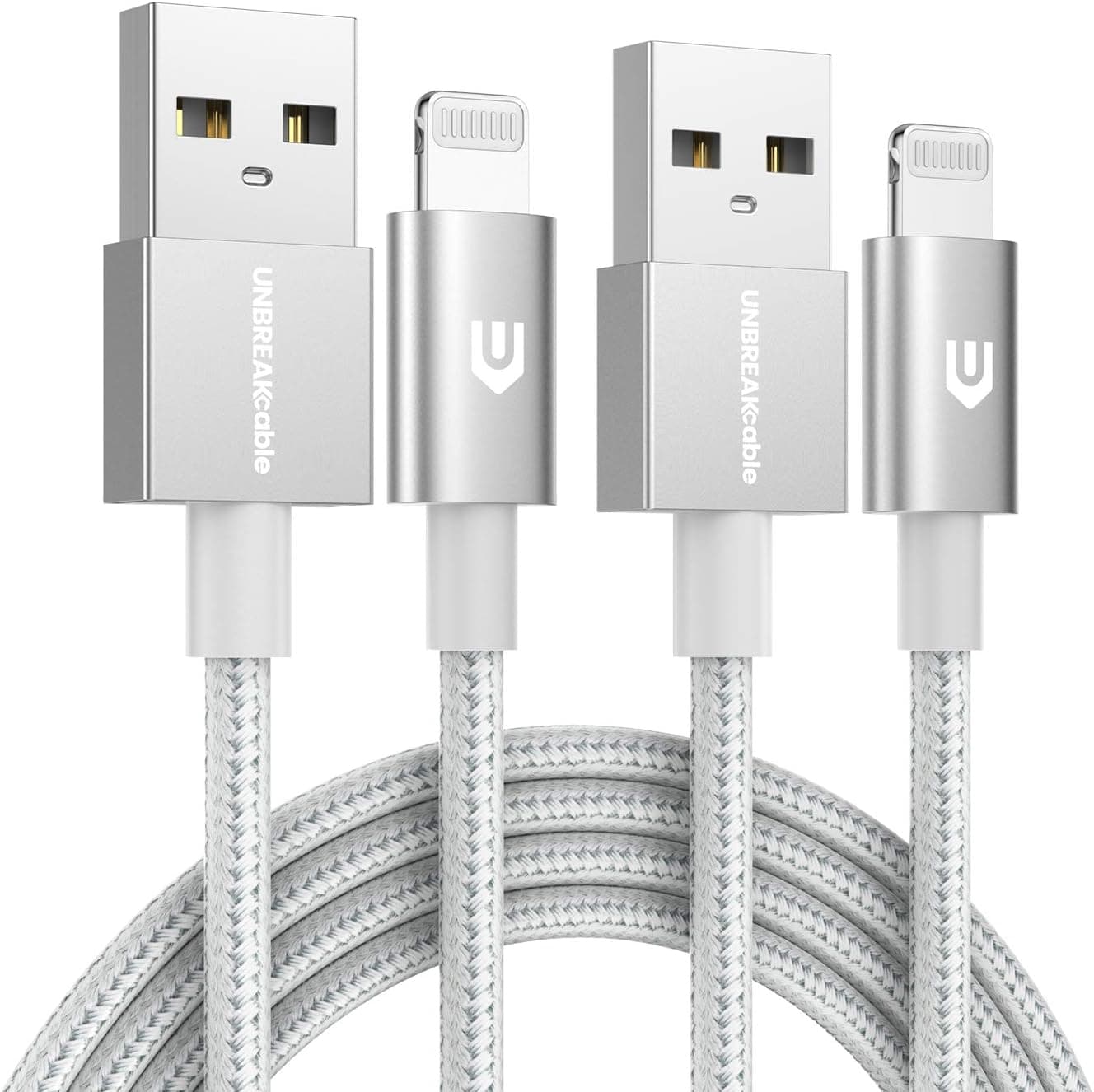 UNBREAKcable iPhone Charger Lightning Cable 2Pack(1m+2m) - [Upgraded C89 Apple MFI Certified] Nylon Braided USB Fast Charging Cord for iPhone 13 12 11 XS Max XR X 8 7 6s 6 Plus SE, iPad, iPod