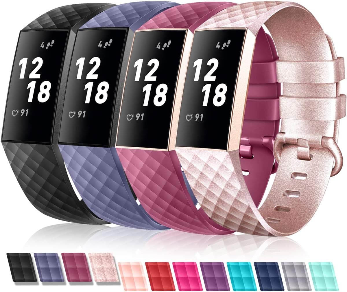 DigiHero Compatible with Fitbit Charge 3 and Charge 3 SE, Waterproof Replacement Wristbands for Women Men, Large Small, Multi Colors