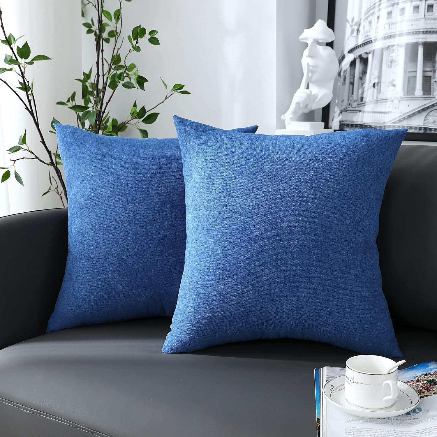 DWDC Pillow Covers Navy Blue Set of 2 Soft Home Decorative Throw Pillow Covers 22x22inch for Sofa Couch Living Room Bedroom Decoration
