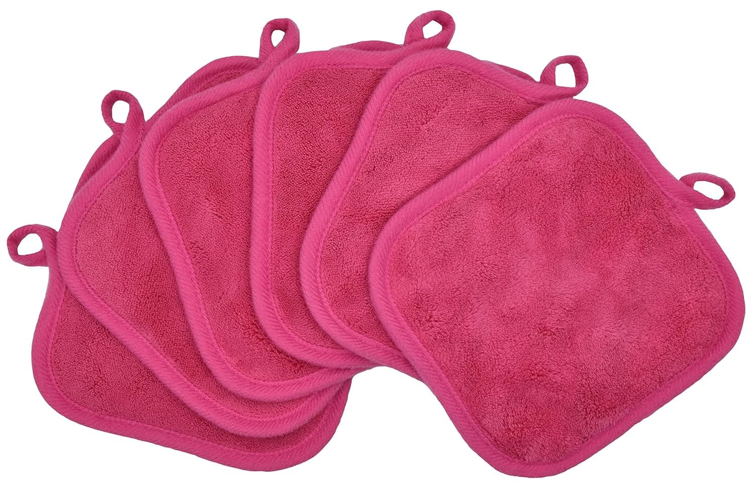 BloomSesame Makeup Remover Cloths for Face, Eye, Lips - Reusable Makeup Remover Pads Soft Microfiber Facial Cleansing Cloths 5 x 5 inch 6 Pack (Dark Pink)