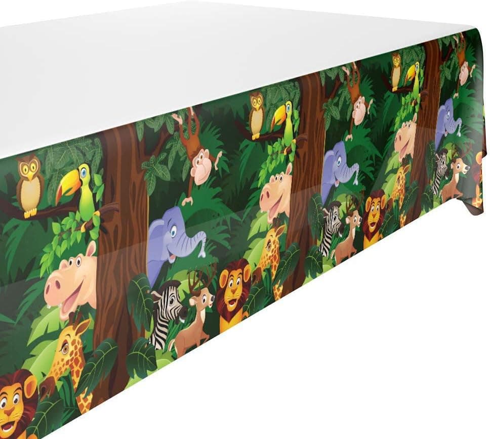 YSECTLAABBCC Animals Tablecloth for Zoo Jungle Safari Party Supplies, Animals Tablecover for Kids Animals Theme Birthday Party(2PACK)