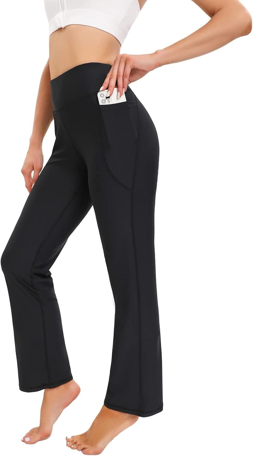 FOPNEW Bootcut Yoga Pants for Women with Pockets High Waisted Workout Pants for Women Bootleg Work Pants Dress Pants