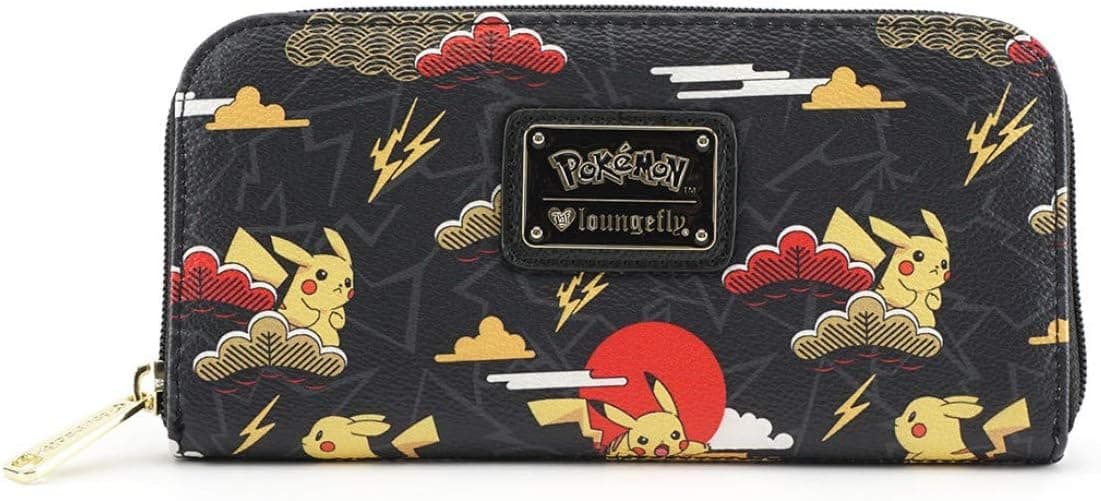 Loungefly X Pokemon Pikachu Clouds Zip Around Wallet in Black