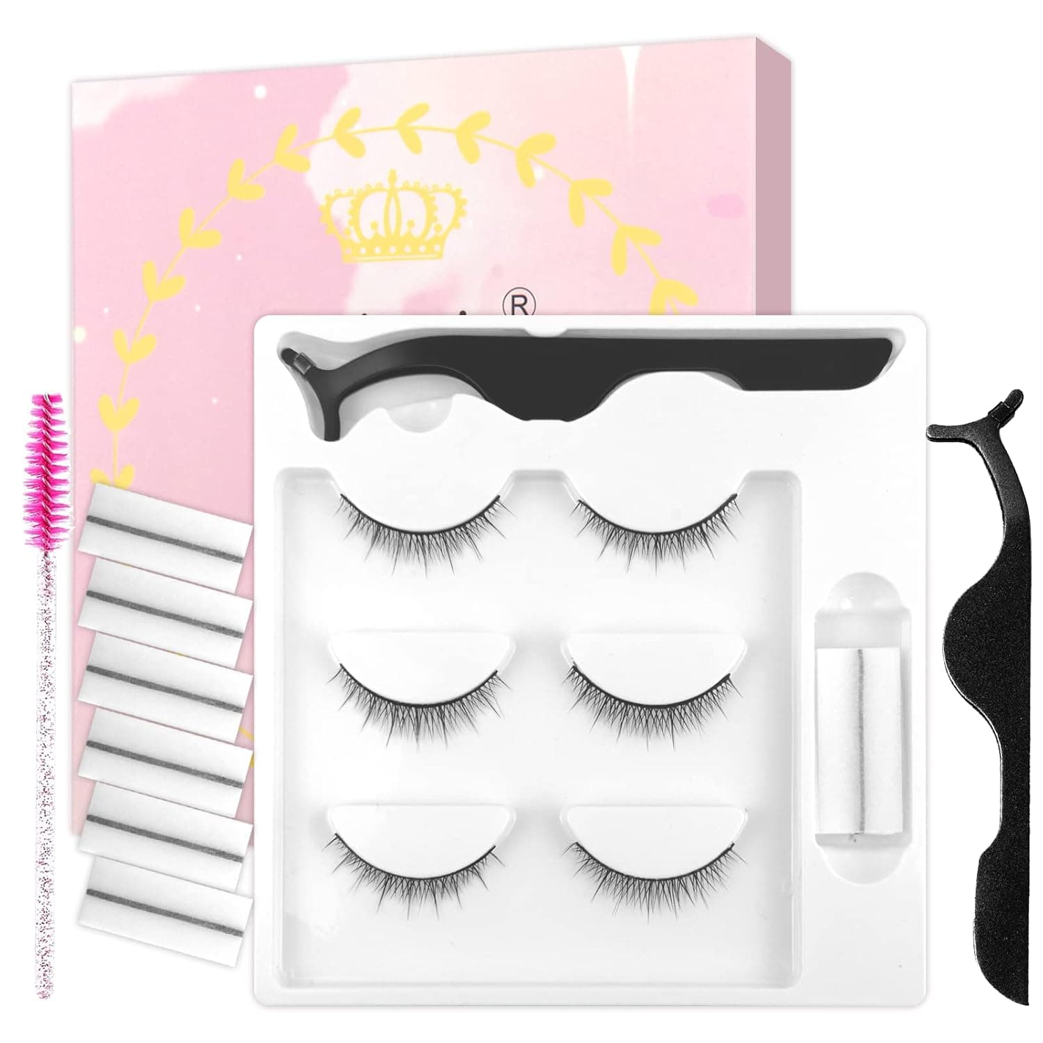 EYEKESHE Reusable Self Adhesive Eyelashes, Natural Look False Eyelashes without Eyeliner or Glue,6 Pairs of Replaceable Jelly Strips Made of Ultra-flexible Resin,Stable and Easy to Use(3 Pairs)
