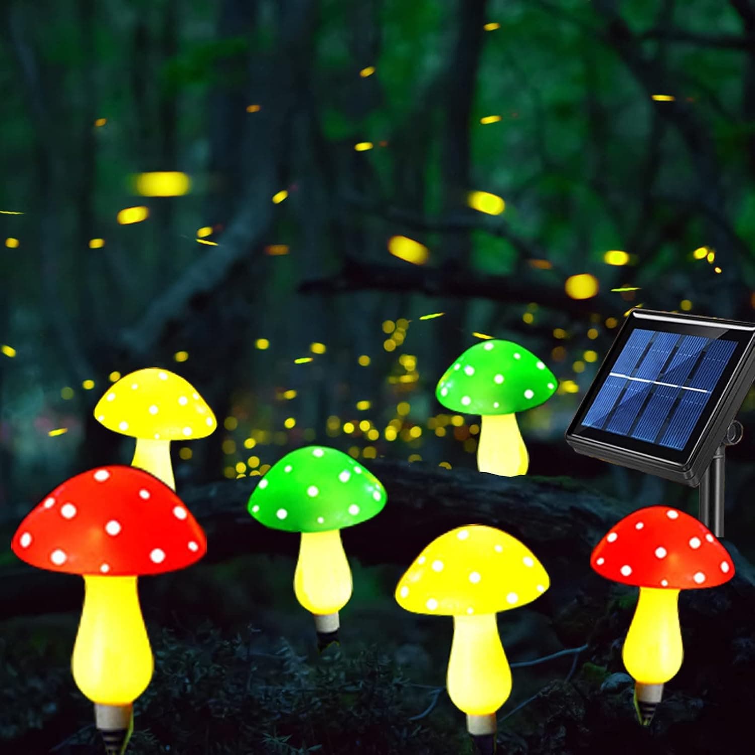 Buddew Solar String Lights Outdoor Fairy Light with 6 Mushroom Toadstool Solar Mushroom Lights Decorations with Multiple Lighting Modes, Cute Shaped Mushroom Fairy Lights Garden Landscape Lights.