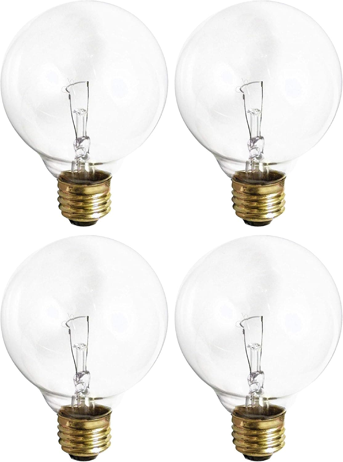 (4 Pack) G25 Incandescent Incandescent Light Bulb 2700K Soft Light, Decorative Globe Light Bulbs,E26 Medium Base, Perfect for Pendant Bathroom/Vanity Mirror Makeup, Dimmable. (Crystal-Clear, 25-Watt)