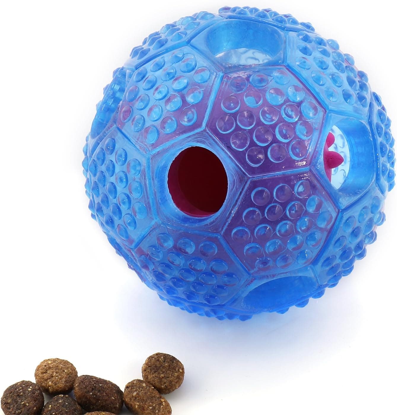 FurryFido Treat Dispensing Interactive Nontoxic Rubber Chew Toy, 3-inch, Transparency blue