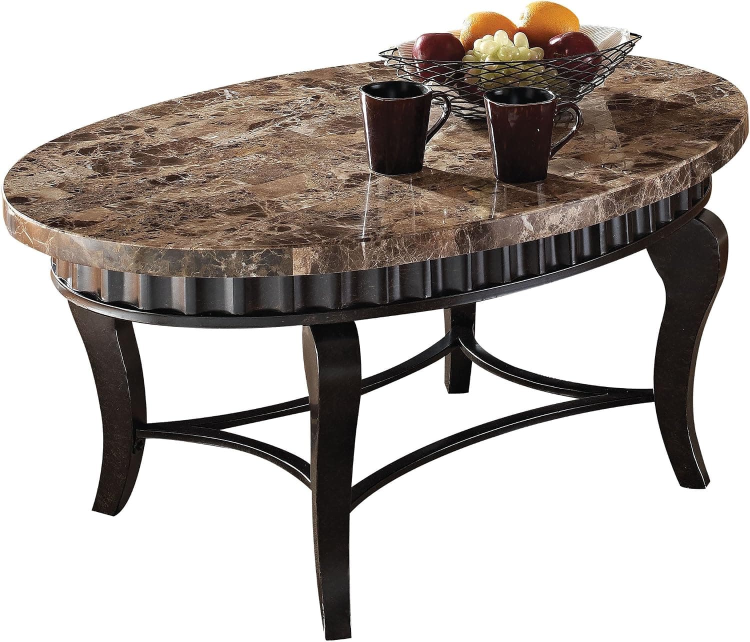 Acme Galiana Marble Top Coffee Table, Brown