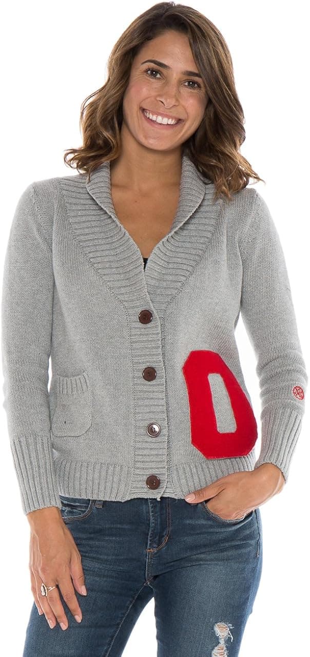 Alma Mater NCAA Ohio State Buckeyes Women's Cardigan, XX-Large, Grey