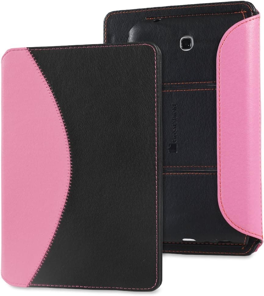 GreatShield LEAN Series Ultra Slim Leather Case with Keyboard and Stand for Samsung Galaxy Tab 3 7.0 Tablet (Pink & Black)