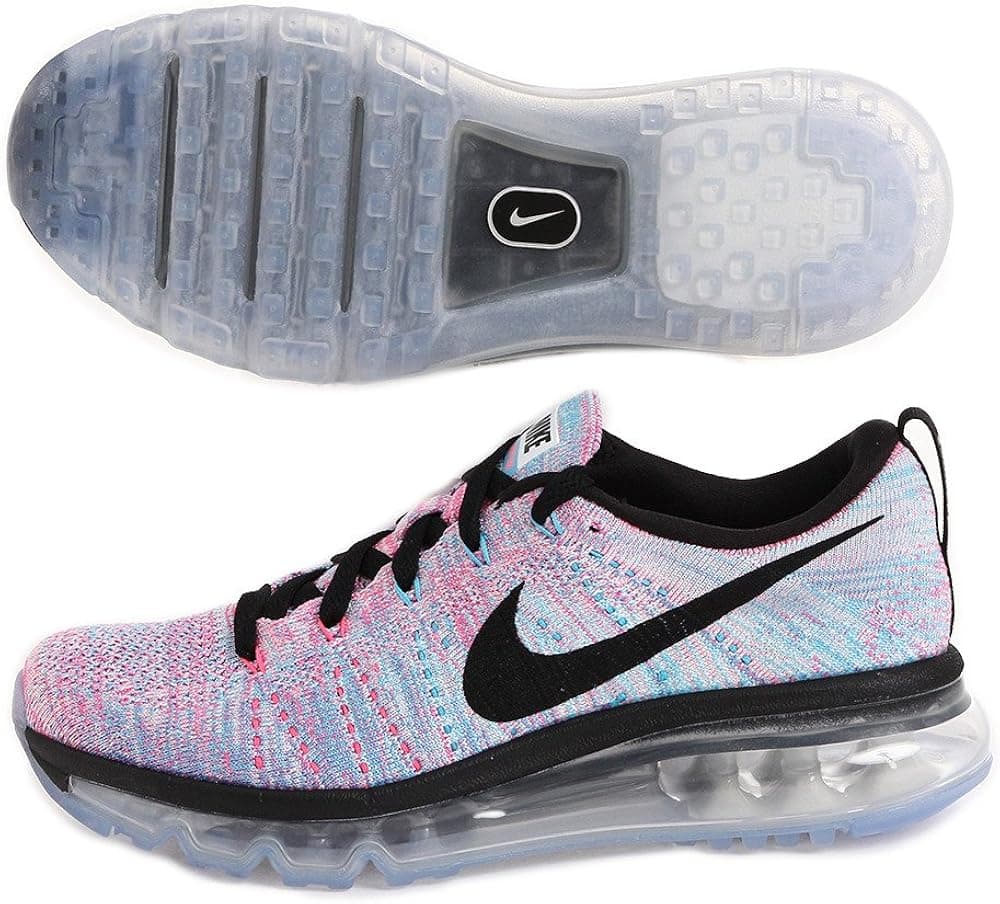 Nike Women's Wmns Flyknit Max, WHITE/BLACK-CHLORINE BLUE-PINK BLAST (5.5)