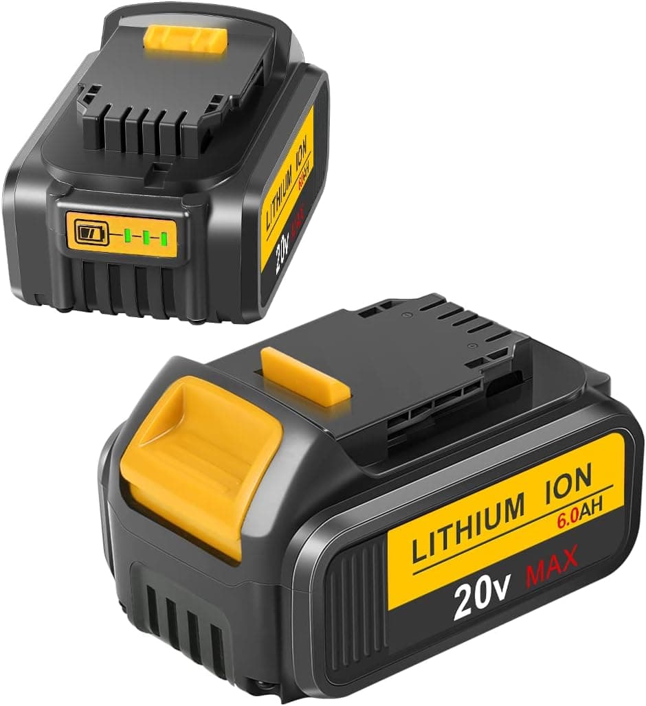 Amityke Replacement for Dewalt 6.0Ah 20V Battery Compatible with 20V Dewalt Battery DCB200 2Pack (Yellow)
