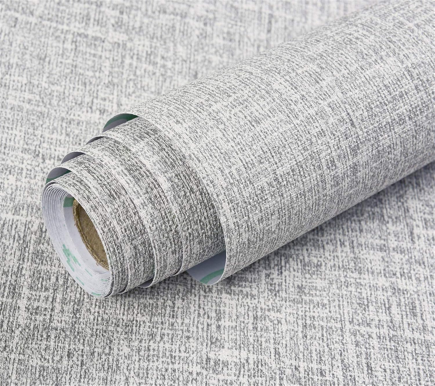 Decormax 15.7inch Faux Grasscloth Wallpaper Grey Peel and Stick Self-Adhesive Linen Backsplash Kitchen Wall Door Counter Top Cabinets（15.7"x78.7"）