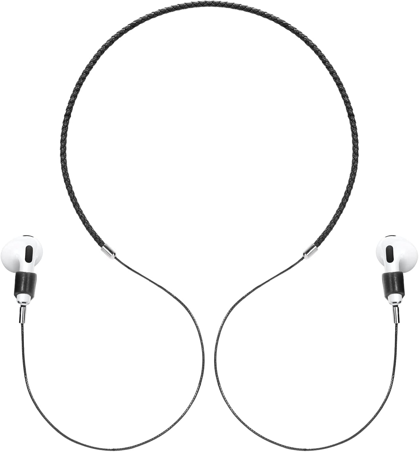 JOJOPANDA Magnetic Airpod Anti-Lost Strap Leather Necklace Compatible Airpods Pro/1/2/3 Light Weight Lanyard Cord Chain (Black)
