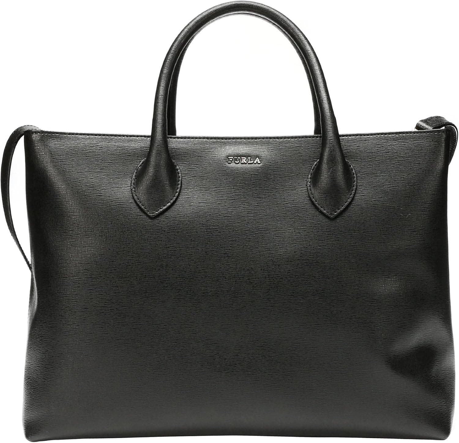 Furla MARTHA Saffiano Leather Convertible Satchel Tote Crossbody Shoulder Hand Bag (Onyx)