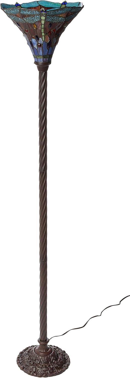 Warehouse of Tiffany's 1509-BB75B Dragonfly Tiffany-Style 72-Inch Torchiere Lamp, Multicolor, 15''Lx72''Hx15''W