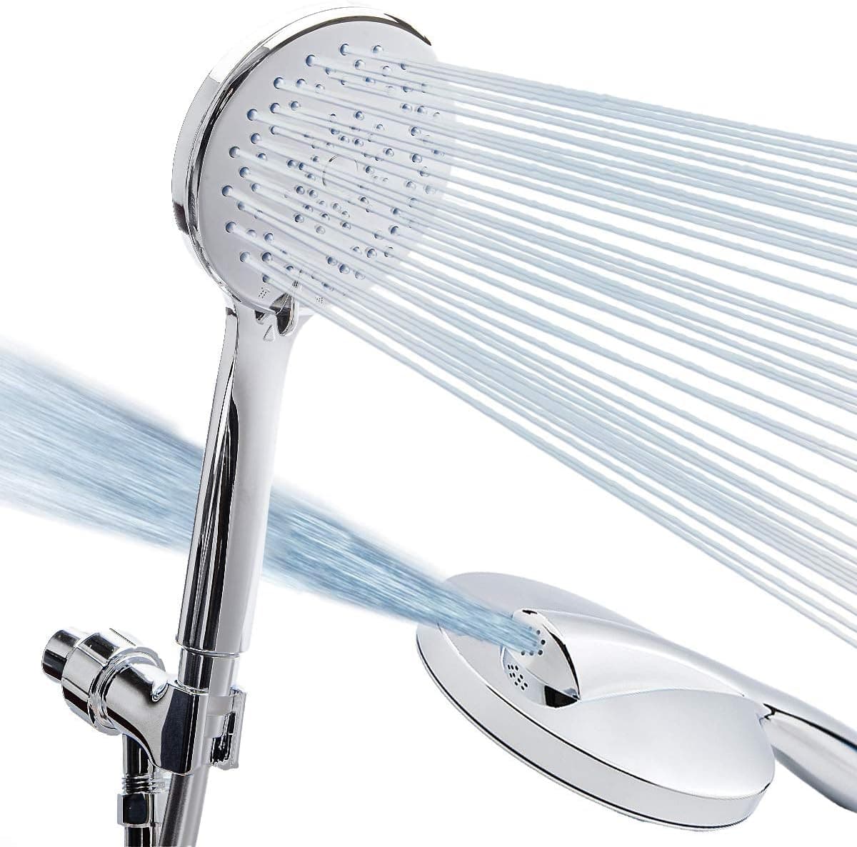 HIEKN High-Pressure 5-Setting Handheld Shower Head with Hose, 59" 5-Layer PVC High-Grade Explosion-Proof Hose, Universal Adapter Holder Mount for Wall or Handheld Showerhead Kits