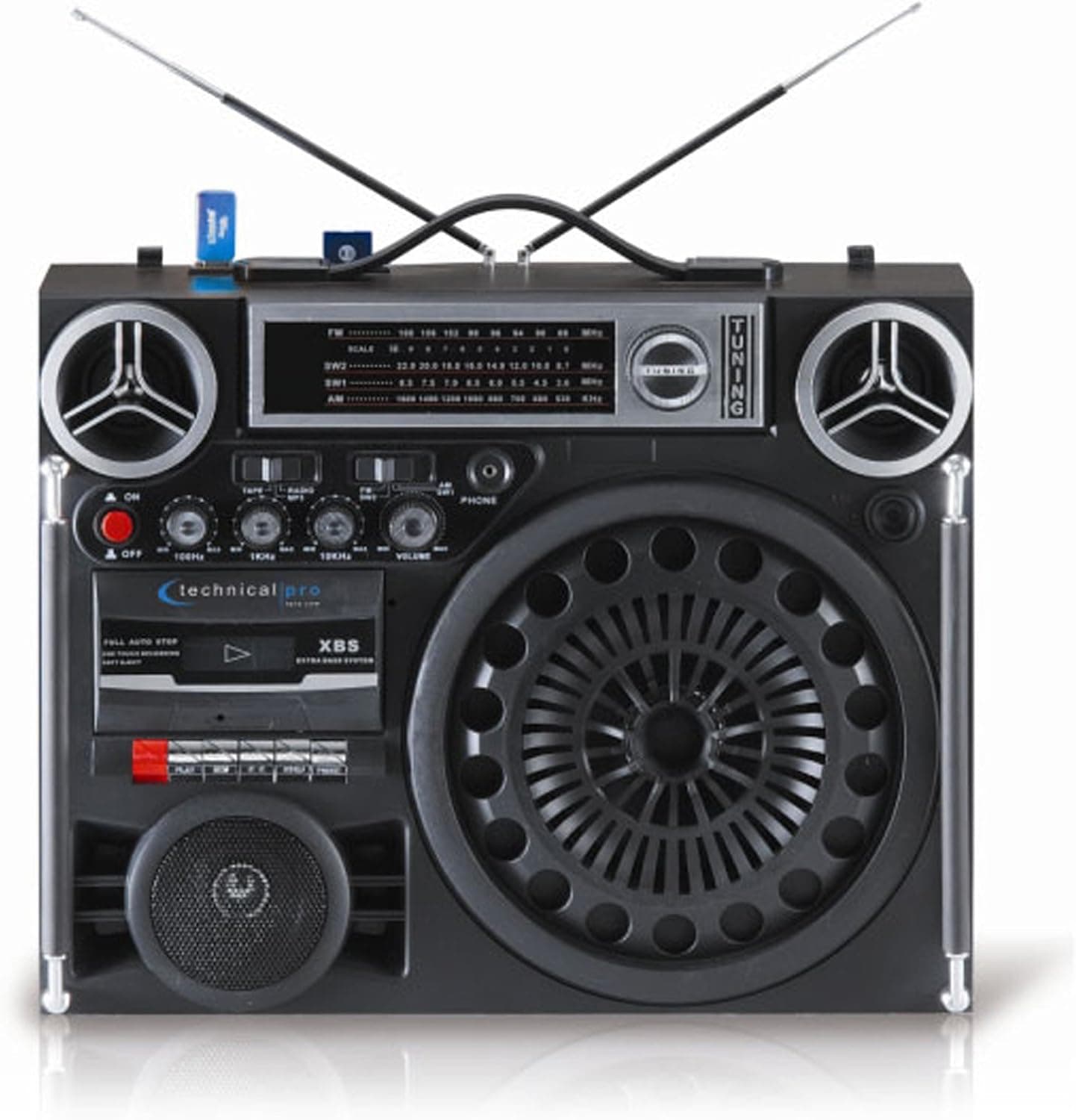 Technical Pro Boombox9 Portable Battery Powered Stereo with USB & SD Card Inputs