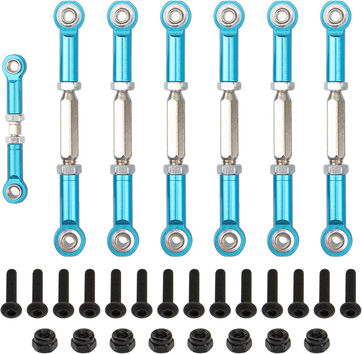 Vgoohobby Aluminum Adjustable Turnbuckles Rod Camber Links Steering Linkage Pull Rod Tie Rod Compatible with Traxxas 1/10 Slash 4x4 RC Truck (Blue)
