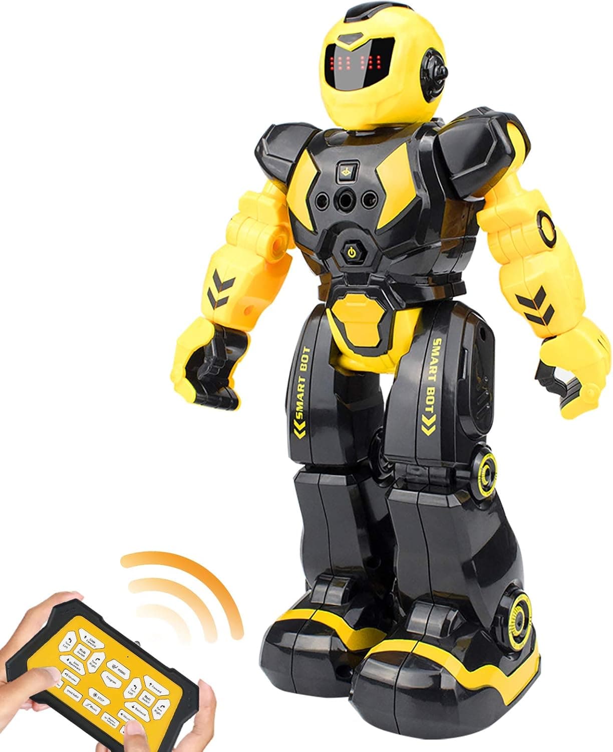 Brekya Best Gift for Kids ,Intelligent Programmable RC Robot with Infrared Controller Toys,Dancing,Singing, Moonwalking and LED Eyes,Gesture Sensing Robot Kit for Childrens Entertainment (Yellow)