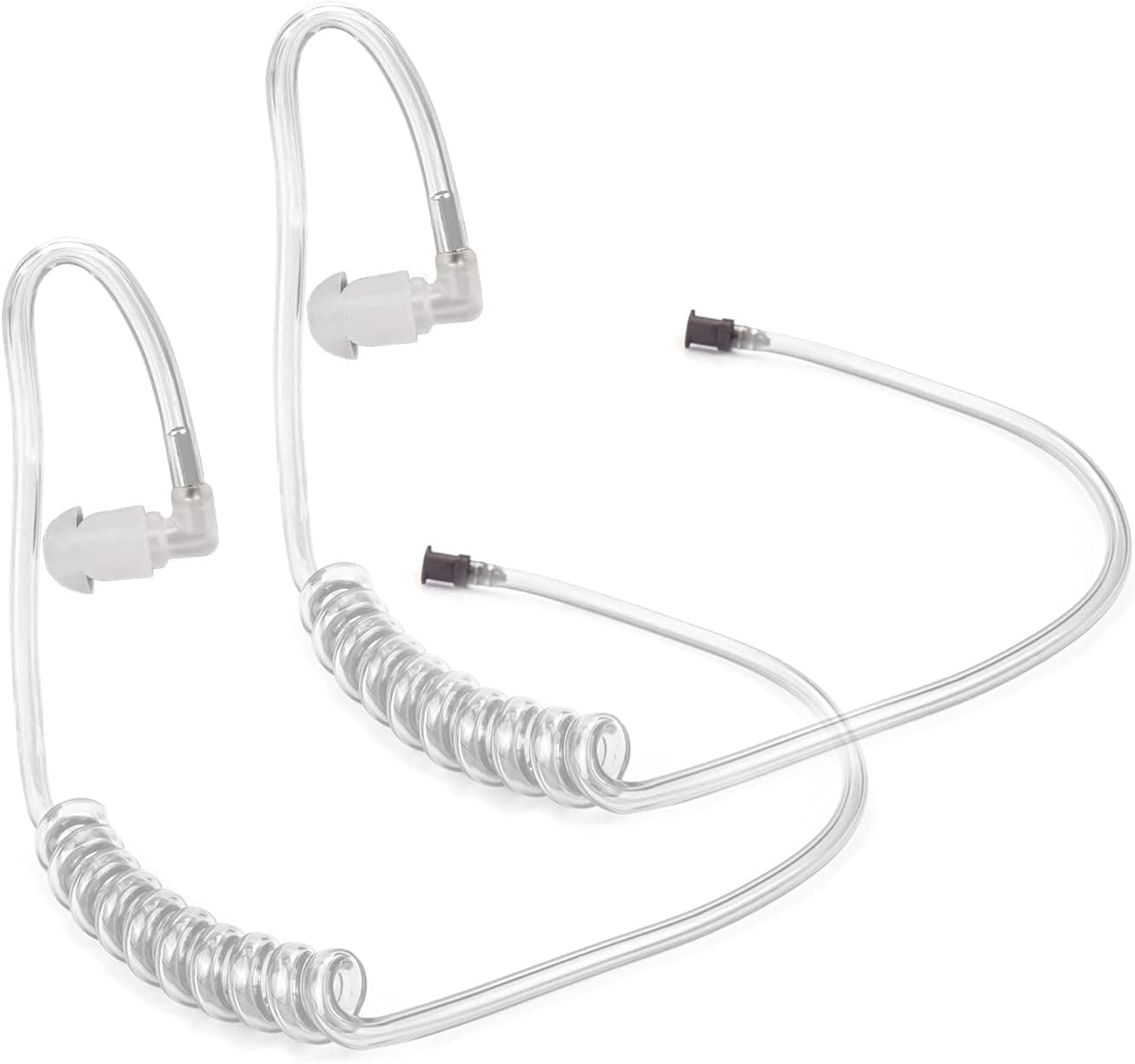 Replacement Acoustic Coil Tube for Two Way Radio Earpiece and Headset, Surgical Grade UV Resistant Acoustic Tube (2 Pcs-Clear)
