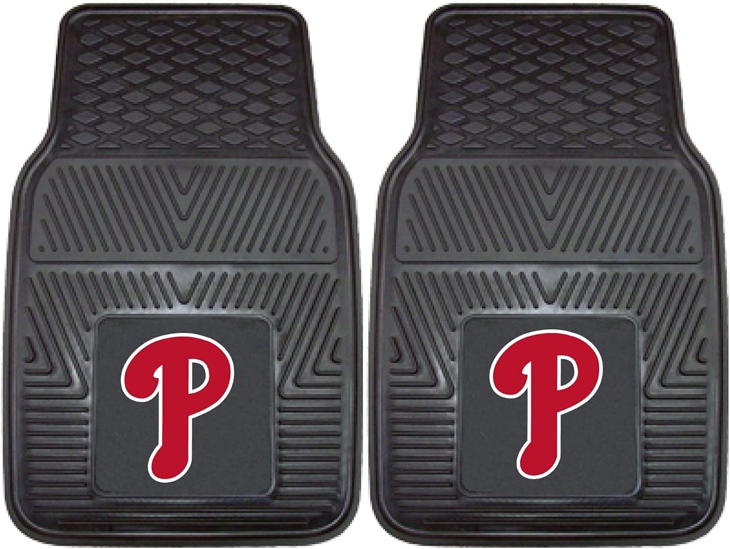 FANMATS 8845 Philadelphia Phillies 2-Piece Heavy Duty Vinyl Car Mat Set, Front Row Floor Mats, All Weather Protection, Universal Fit, Deep Resevoir Design
