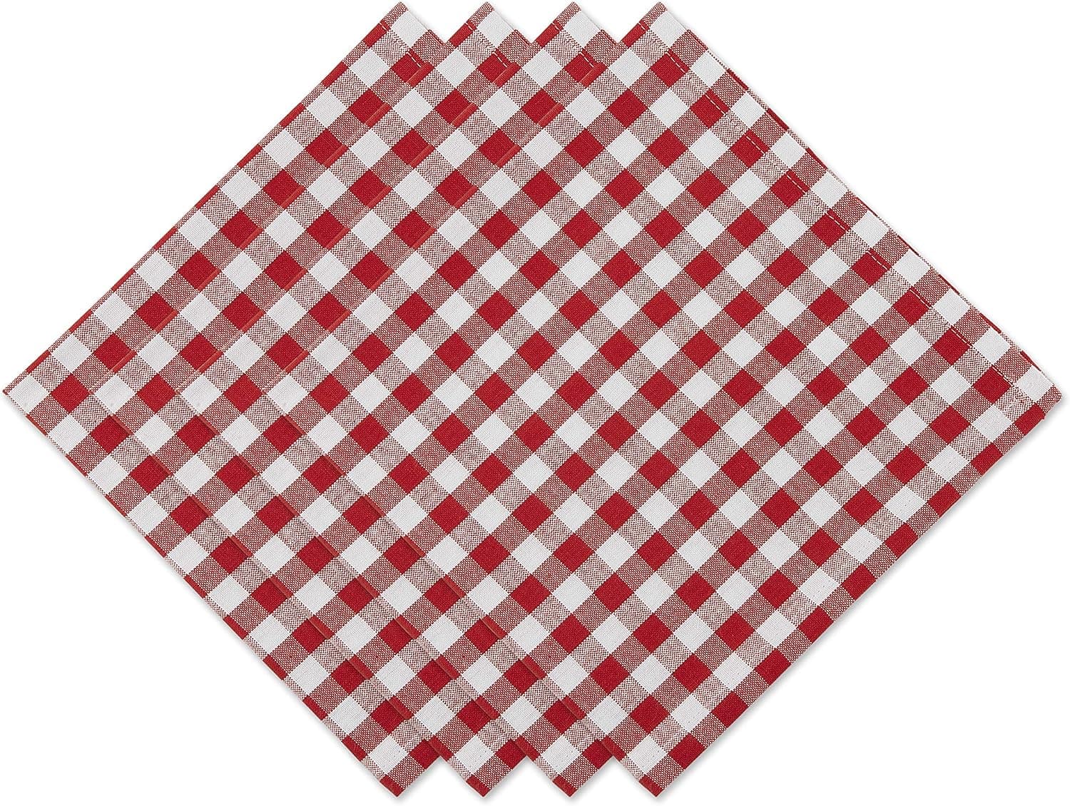 DII Gingham Check Collection, Napkin Set, Red, Napkin Set, 4 Piece