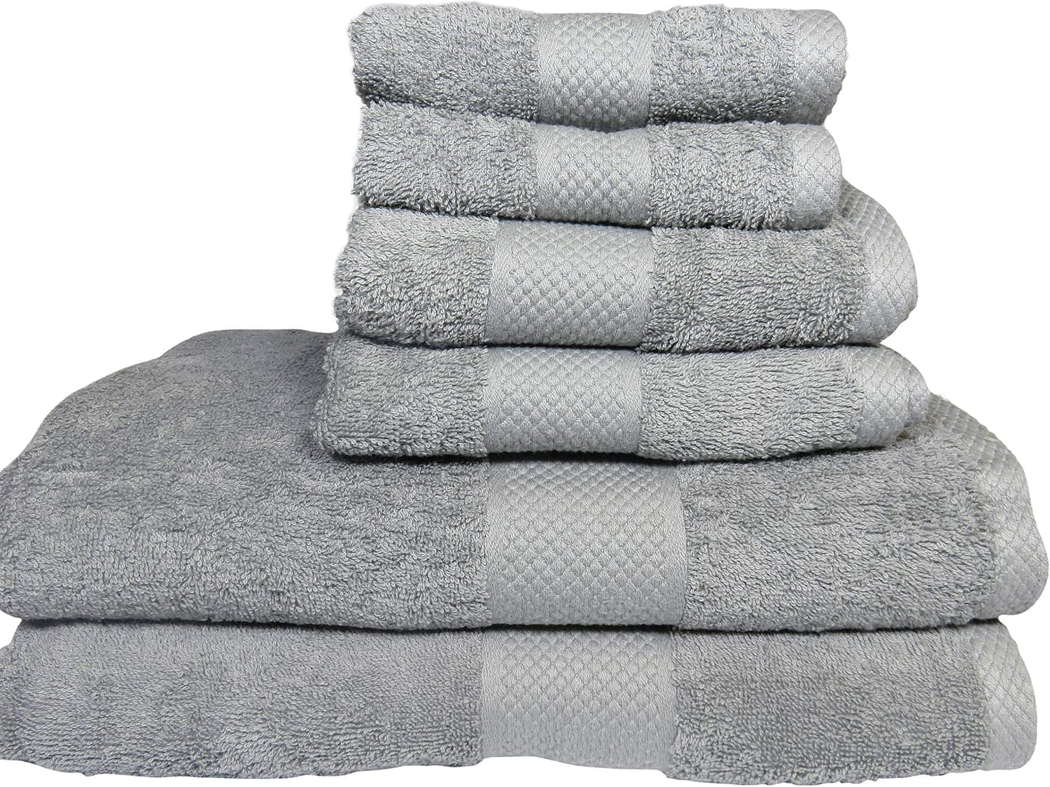 Lantrix Soft 100% Natural Cotton 6 Piece Towel Set (Gray)