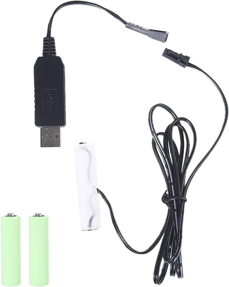 TINGLI USB Power Supply Cable for AA Battery,Replace 3AA 4.5V Battery,Reusable Batteries for Clocks, Toys, Holiday Lights, Fans, LEDs(Separable) Black
