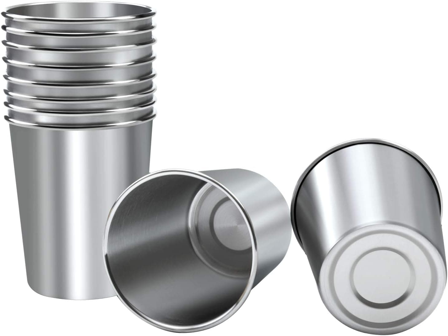 Resinta 10 Pieces 8 Ounce Stainless Steel Cups Metal Pint Cups Shatterproof Drinking Glasses for Kids or Adults (8 oz)