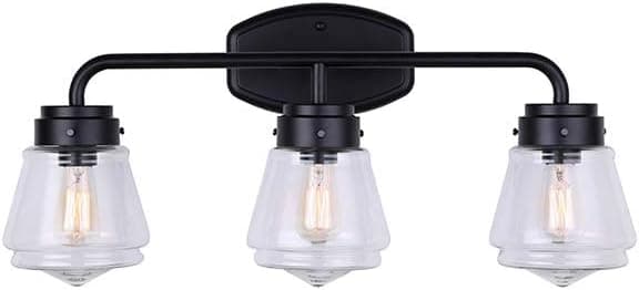 Canarm Lochlan 4 Light Vanity Light with Clear Glass - Matte Black Finish - Easy Connect Included