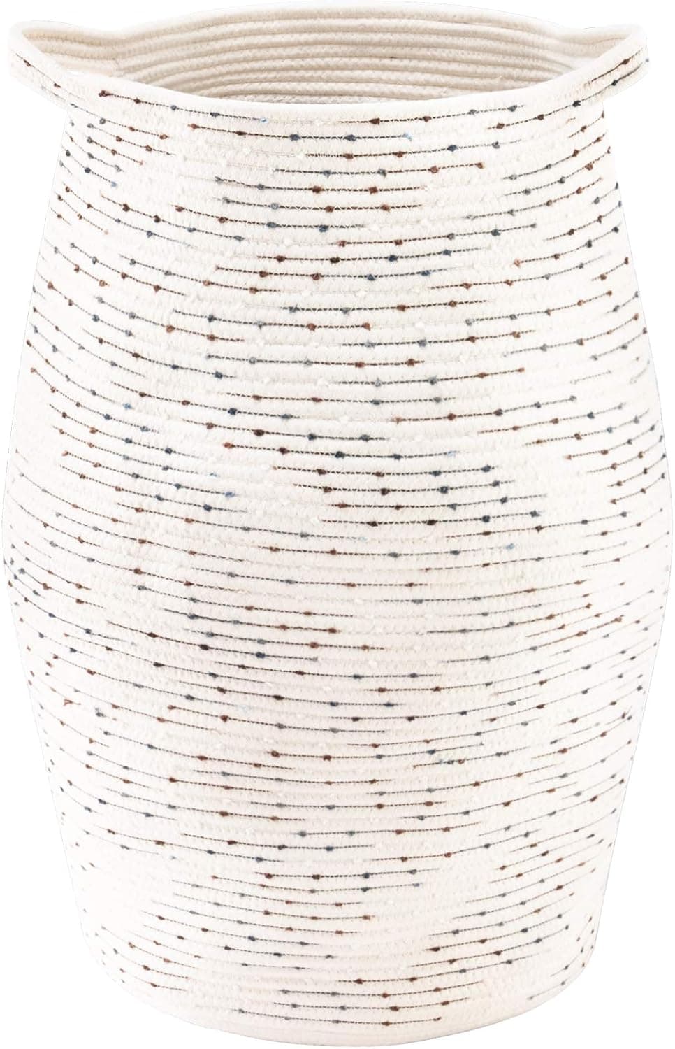 TECHMILLY Tall Woven Rope Laundry Hamper, Extra Large Modern Dirty Clothes Basket Storage Blankets, Toys for Bedroom, Living Room - 90L - White