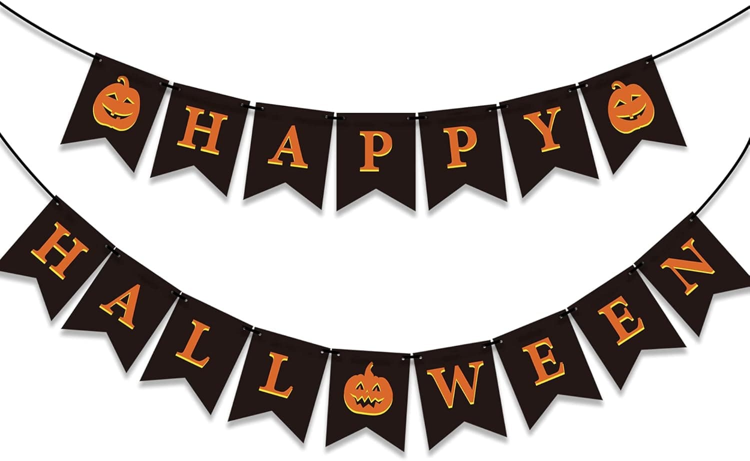 GEGEWOO Black HAPPY HALLOWEEN Banner Bunting with Pumpkin Sign Outdoor Indoor Home Decor for Mantle Fireplace Halloween Theme Party Decorations Supplies