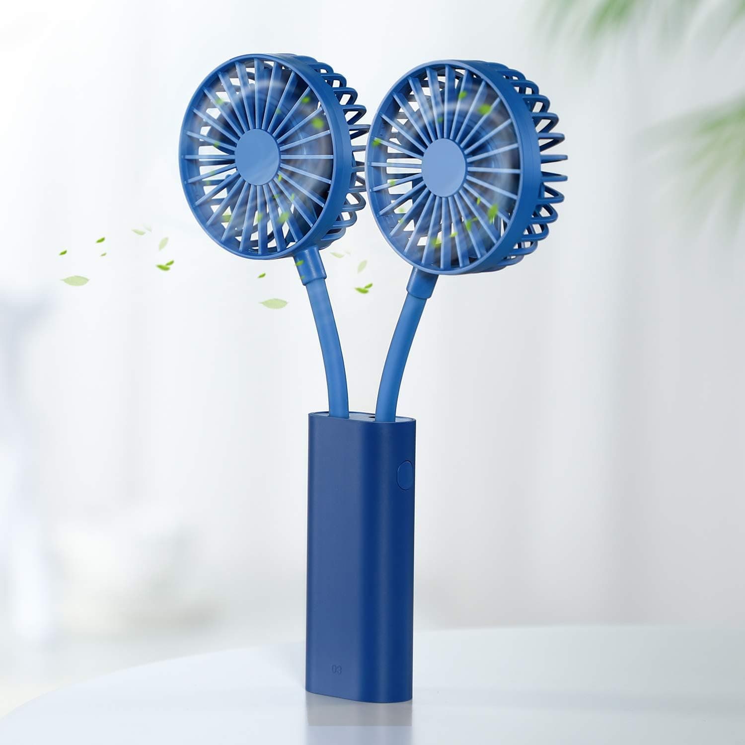 SmartDevil Small Handheld Fan,Dual Head Fan, 2-in-1 Multi-Purpose Small Fan, Mini Personal Fan, Small Desk Fan, 3 Speeds Adjustable,With 3000mAh Battery Portable Fan for Travel, Office, Home, Blue