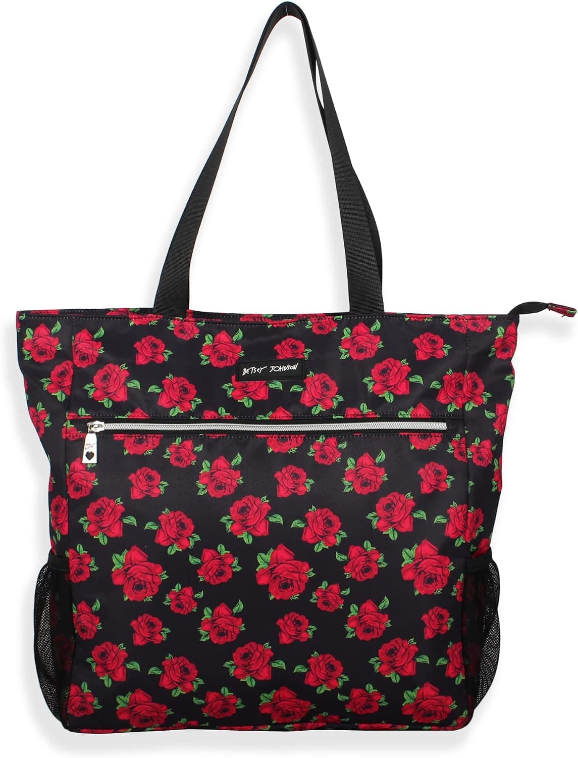 Betsey Johnson 15.6 Inch Zipper Beach Tote Bag –Lightweight Large Durable Polyester with Mesh Side Pockets for Gym Work
