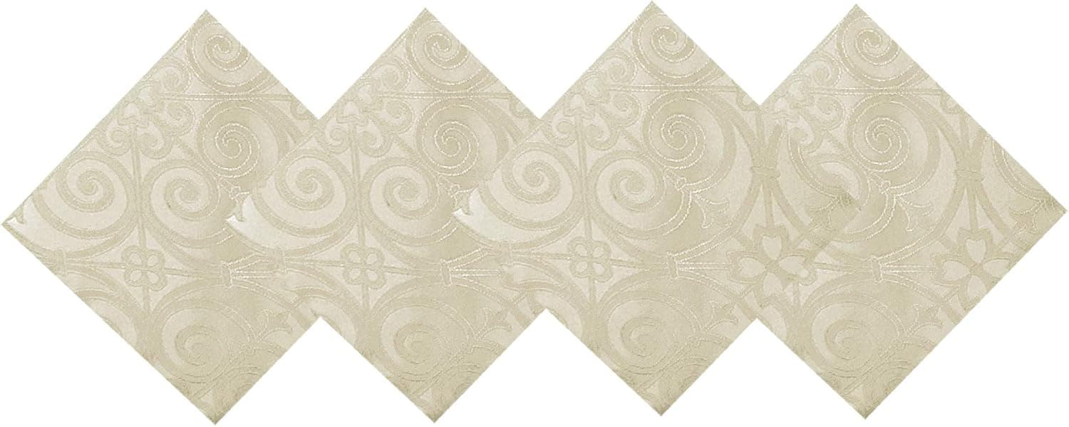 Newbridge Ironworks Scroll Damask Holiday, Thanksgiving and Christmas Fabric Napkin Set, Contemporary Damask Soil Resistant, No Iron, Soil Resistant Napkins, Set of 4 Fabric Napkins, Ivory
