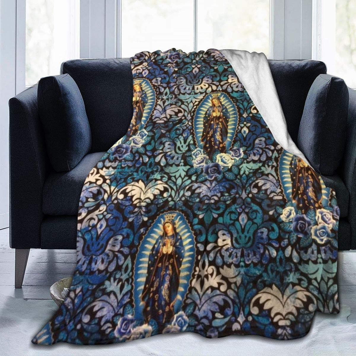 Sherpa Fleece Blanket Virgin Mary Religious Catholic Lightweight Super Soft Cozy Warm Luxury Bed Throws for Sofa Couch Living Room 50 X40 Inches