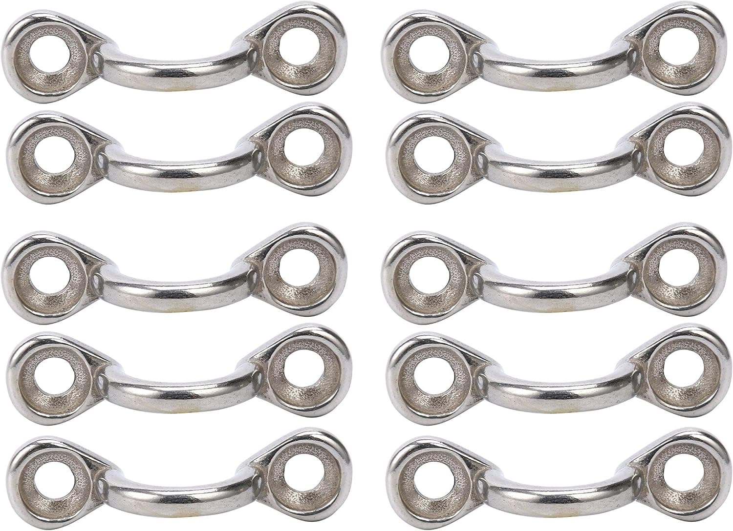 Amarine Made Pack of 10 Casted Stainless Steel Bimini Boat Top PAD Eye, Eye Straps, Tie Down, Kayak Deck Loops, Tie Down Anchor Point, footman's Loop for Kayak Canoe Rigging
