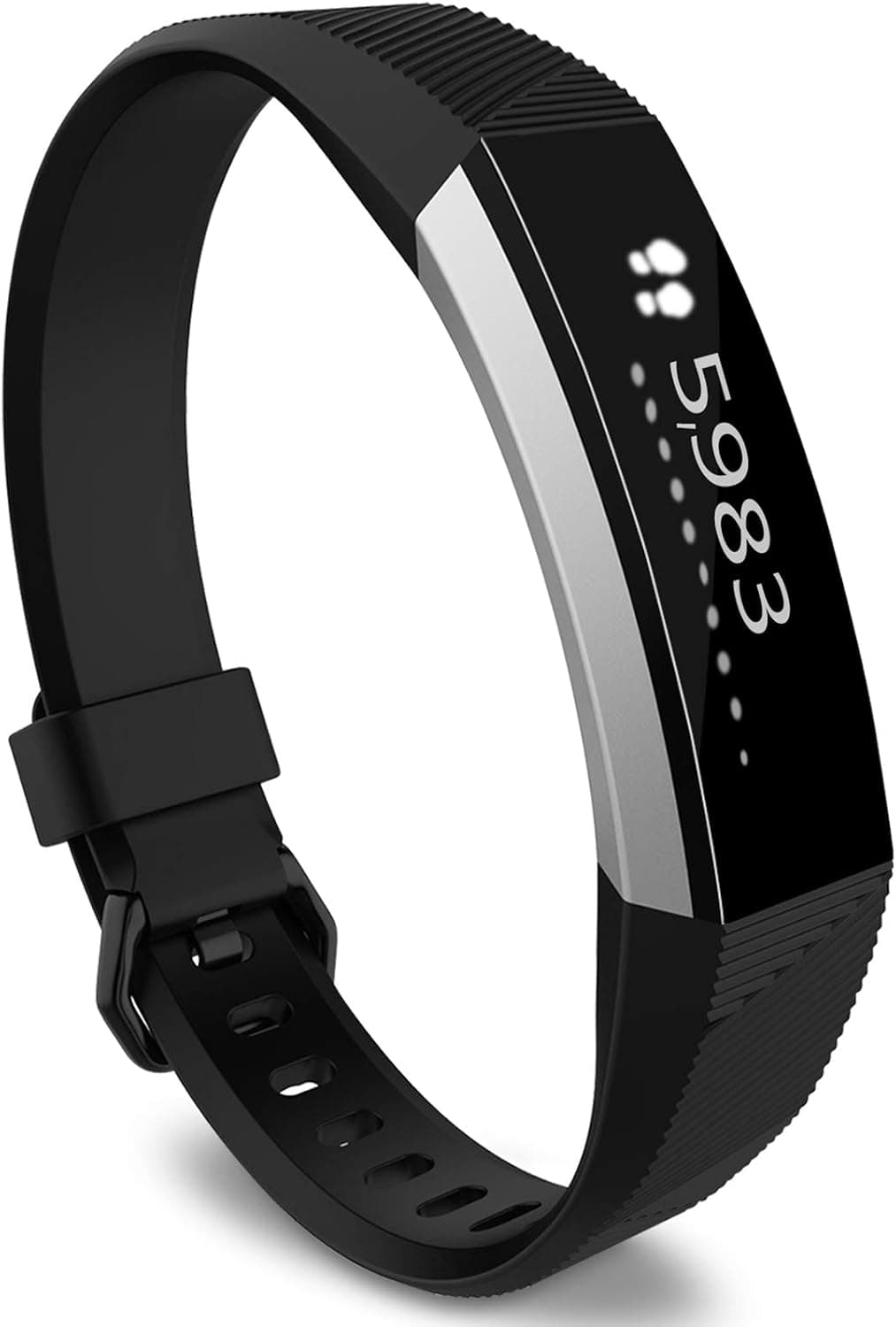 KingAcc Compatible Replacement Bands for Fitbit Alta HR, Fitbit Alta, Silicone Fitbit Alta HR Band Alta Band, Buckle Wristband Strap Women Men (1-Pack, Black, Large)