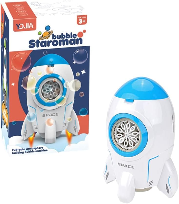 YDJIA Bubble Machine - Automatic Rocket Bubble Maker Blower for Kids with Bubbles Solutions for Outdoor/Indoor -Toy for Over 3+Year Old Boys Girls Birthday Gift Present- Blue