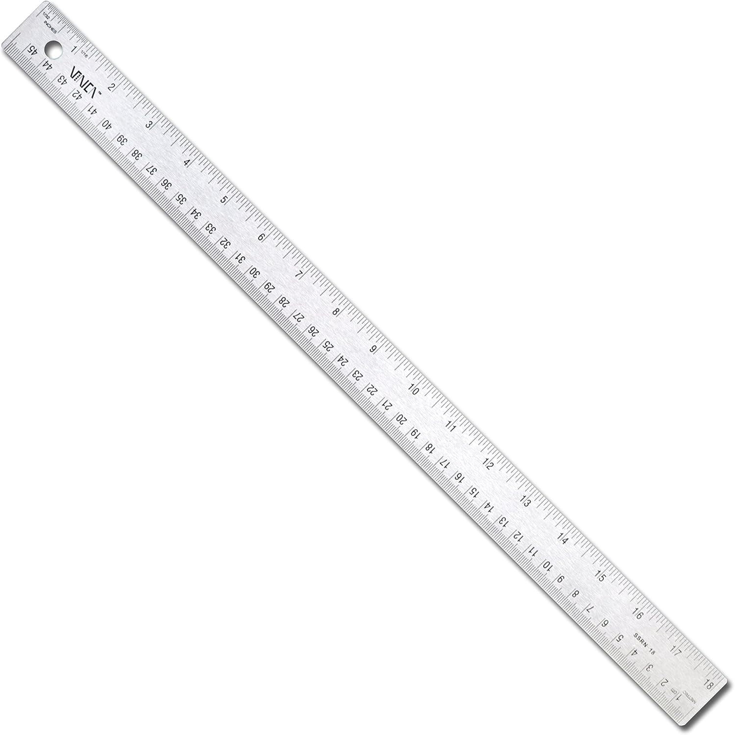 VINCA SSRN-18 Stainless Steel Office Drawing Ruler 0-18 Inch 0-45cm with Non Slip Cork Base Measuring Tool