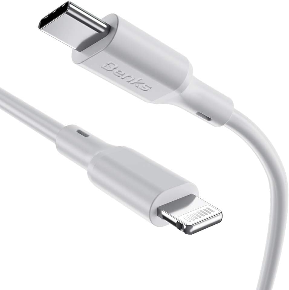 BENKS USB C to Lightning Cable [MFi Certified] 3A Fast Charging Compatible with iPhone X/XS/XR/Xs Max/iPhone 8/8 Plus, iPad/iPod Used with Power Delivery (White 6Ft)