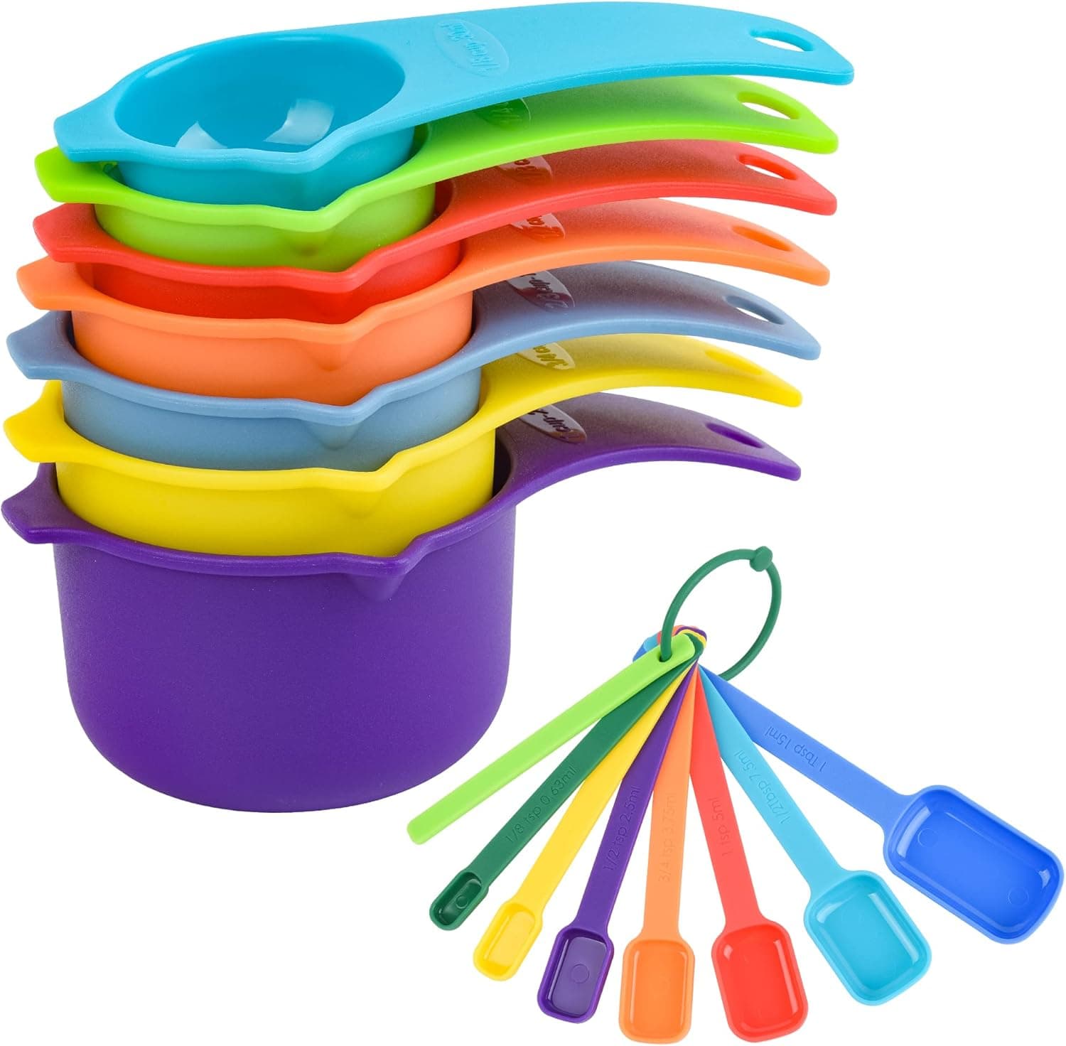 Viwehots Measuring Cups and Spoons Set, Plastic Measuring Cup Set, Cute Measuring Spoons and Cups, Color Measuring Cups Plastic Measuring Cups and Spoons Set of 15, Dry 3/4 Measuring Cup Plastic