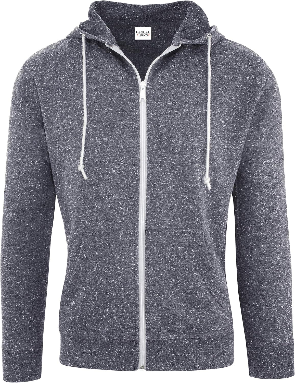 Casual Garb Hoodies for Men Lightweight Fitted Snow Heather French Terry Full Zip Hoodie Sweatshirt