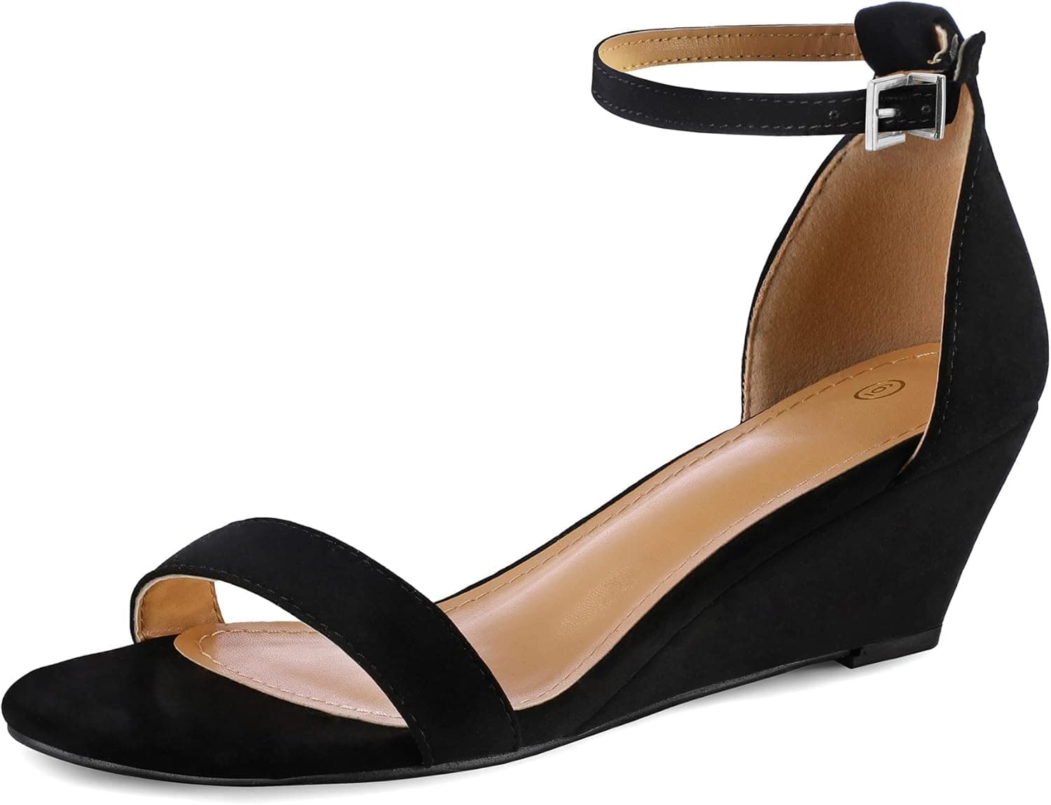 mysoft Women's Open Toe Ankle Strap Low Wedge Sandals Formal 2 Inch Dress Shoes