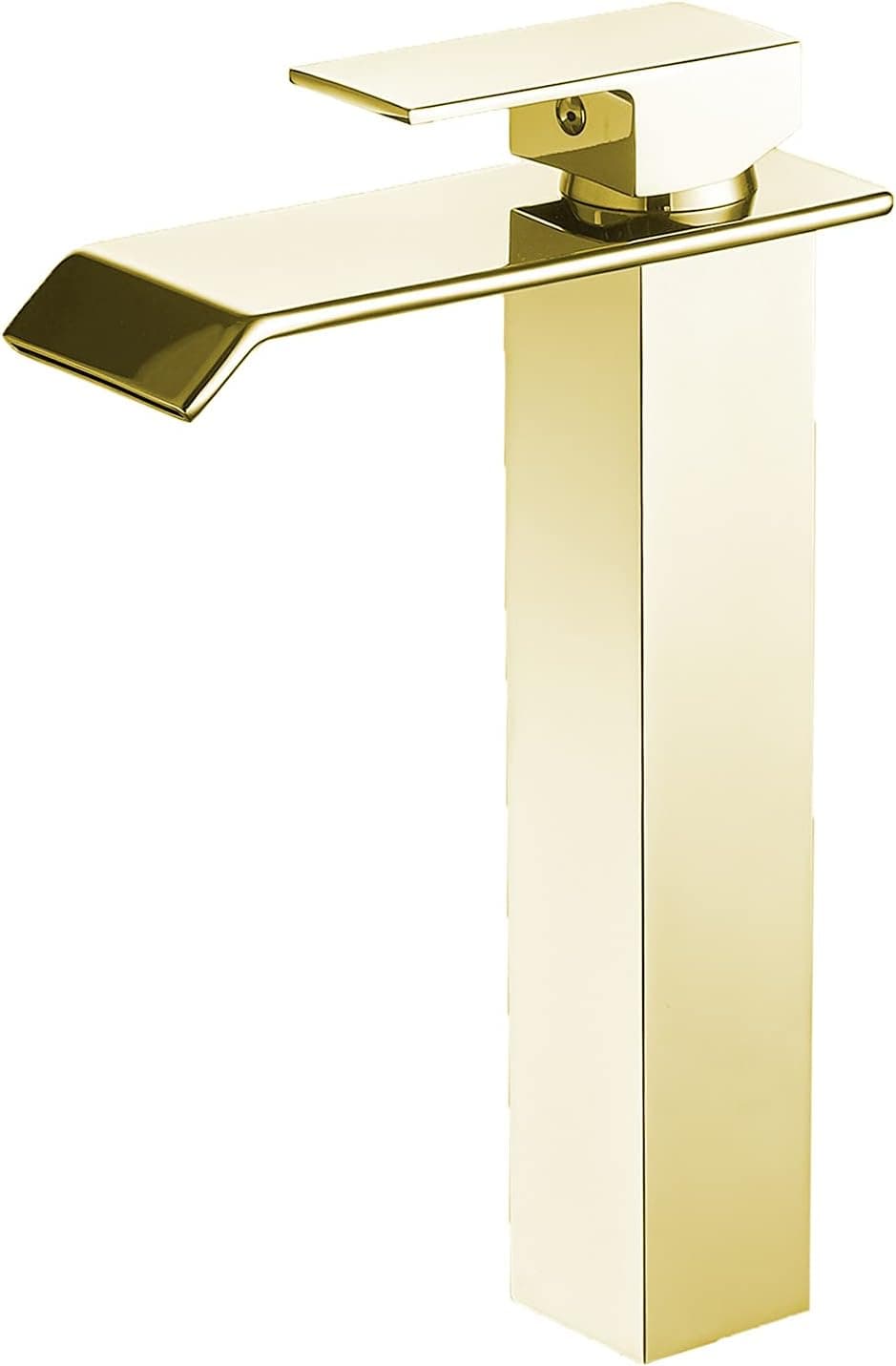 Bathlavish Tall Bathroom Vessel Sink Faucet Aerator Brushed Nickel Single Handle Lavatory Bath Water Stream One Hole Lever Bowl Commercial Mixer Tap Deck Mount Supply Line Lead-Free
