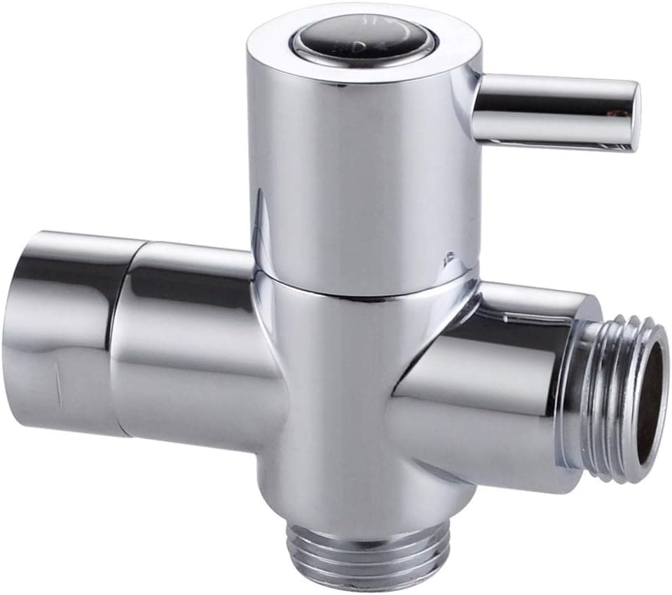 7Trees Bathroom Modern Shower Arm Diverter Valve Quarter Turn Hand Held Shower head Flow Control Hand held Spray Head Diverter (Chrome Plating)