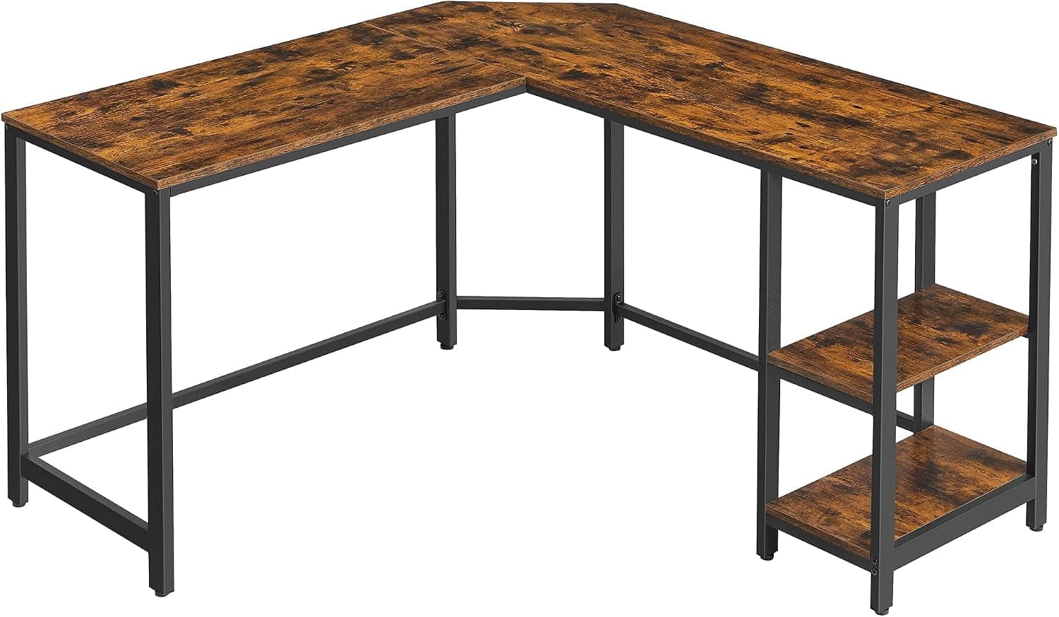 VASAGLE L-Shaped Computer Desk, Corner Desk, 54-Inch Writing Study Workstation, Rustic Brown and Black ULWD72X​