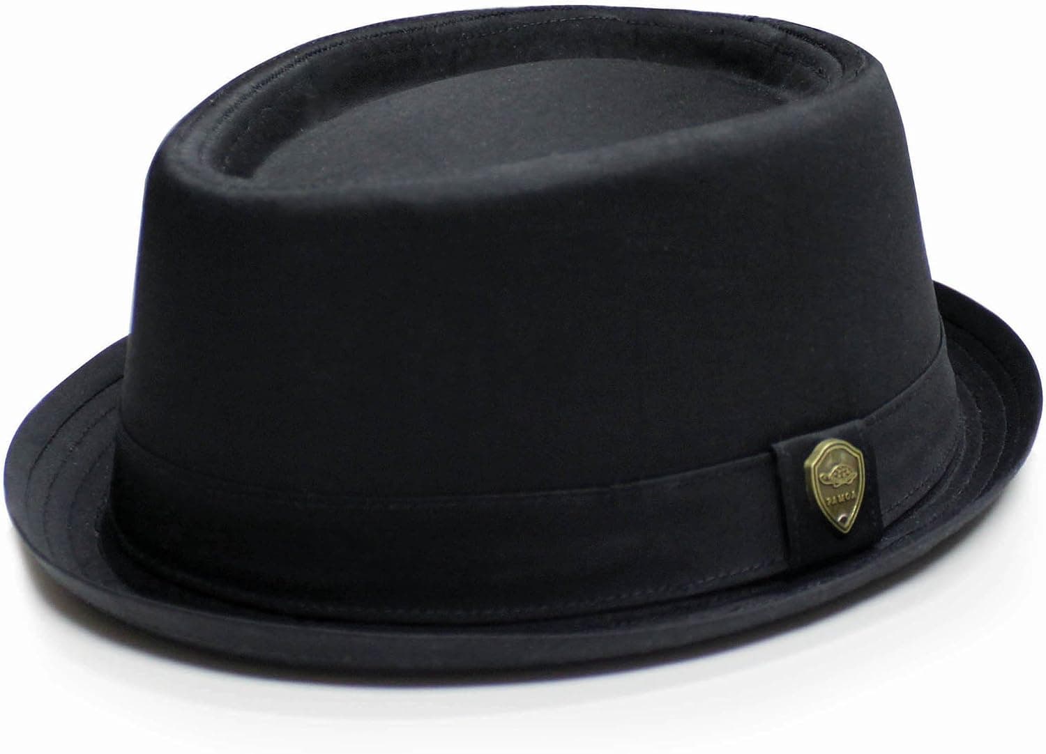 City Hunter Pmt112 Cotton Plain Porkpie with Self Band Fedora - Black (L/XL Size)