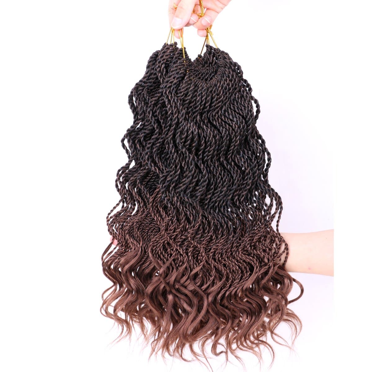 DAIRESS (6 Packs) 14Inch 35strands Wavy Senegalese Twist Crochet Hair Braids Wavy Ends Free Synthetic Hair Extensions Curly Crochet Twist Braiding Hair (#30)